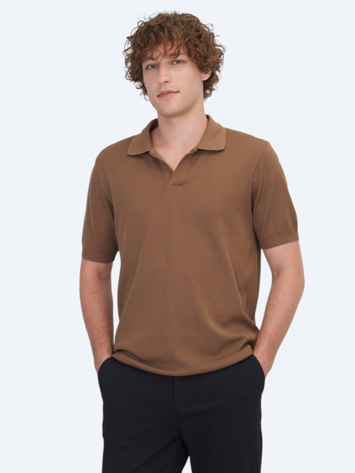 Kahverengi Çizgili %100 Pamuk T-Shirt