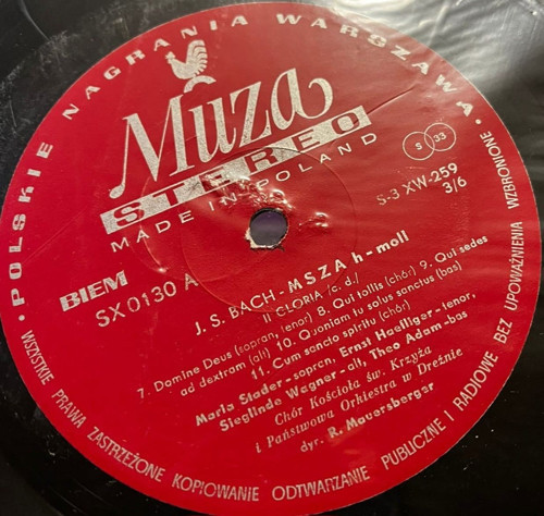J. S. Bach - Msza h-moll (Mass in B minor) - Muza SX 0130 Polish Press