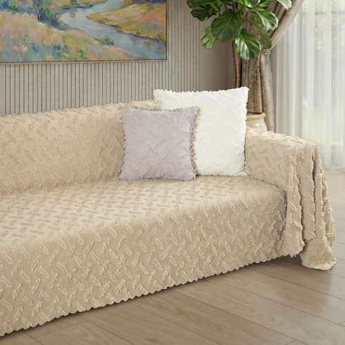 Ponela Koltuk Örtüsü Kaymaz Bohem Punch Kabartmalı 3 Boyutlu 175x300 cm ( Large ) Kaymaz, Bej