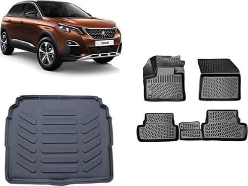 Peugeot 3008 3d Paspas 3d Alt Bagaj Havuzu 2016-2020 Arası Siyah Set