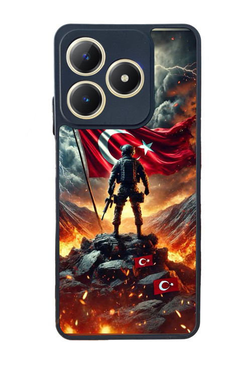 Realme C61 Uyumlu Baskılı,Mat Siyah,Yumuşak Silikon,Koruyucu,Şok Emici Kapak,Kılıf