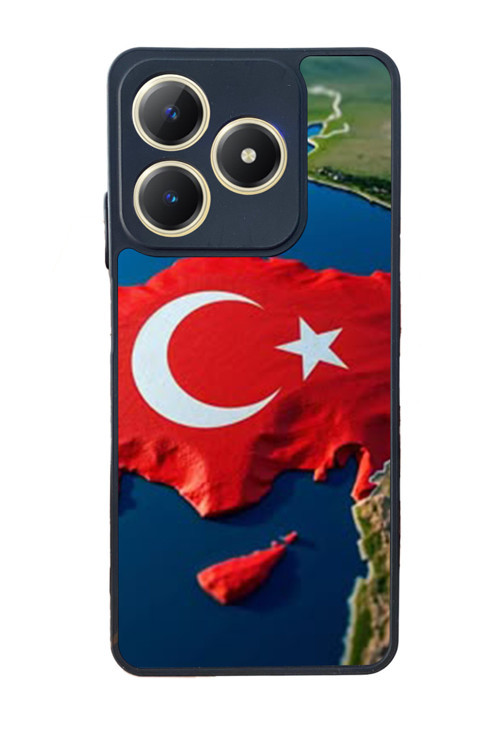 Realme C61 Uyumlu Baskılı,Mat Siyah,Yumuşak Silikon,Koruyucu,Şok Emici Kapak,Kılıf