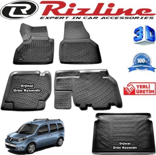Renault Kangoo 2 3d Paspas + 3d Bagaj Havuzu 2015-2020 Arası Siyah Set