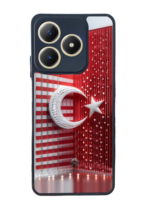 Realme C61 Uyumlu Baskılı,Mat Siyah,Yumuşak Silikon,Koruyucu,Şok Emici Kapak,Kılıf