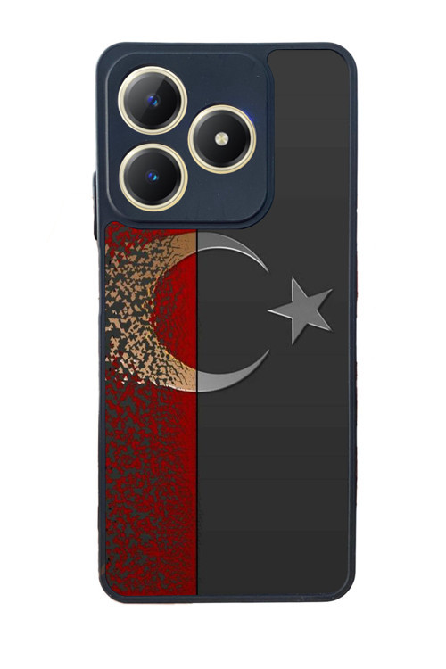 Realme C61 Uyumlu Baskılı,Mat Siyah,Yumuşak Silikon,Koruyucu,Şok Emici Kapak,Kılıf