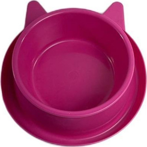 Plastik Kedi Kulaklı Mama ve Su Kabı 400 ML Violet