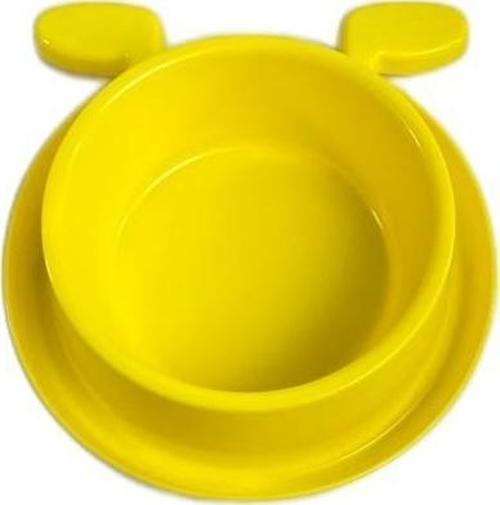 Plastik Köpek Kulaklı Mama ve Su Kabı 400 ML Sarı