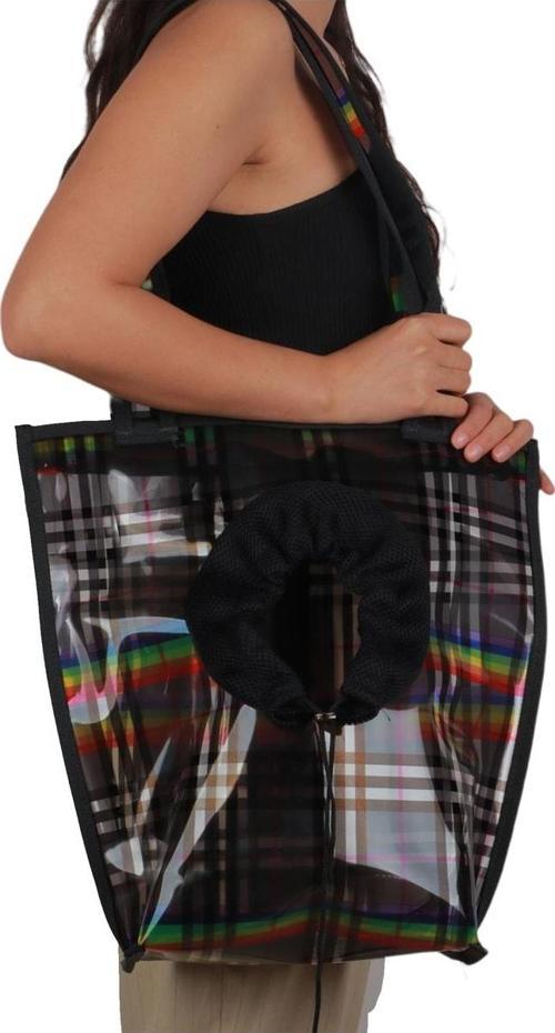Omuz Askılı Şeffaf Kedi-köpek Taşıma Çantası 41*39*14 Cm 6 Kg Black Rainbow
