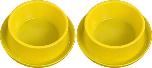 2'li Kedi-Köpek Plastik Mama Ve Su Kabı Seti 400 Ml Sarı