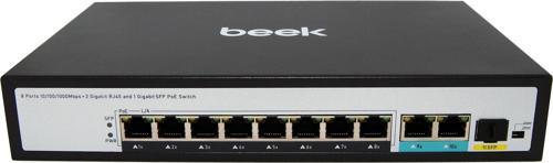 8 Ports 10/100/1000Mbps PoE Switch with 2Gigabit RJ45 and 1G SFP Uplink
