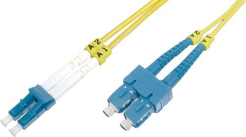 LC-SC Fiber Optik Patch Kablo, 9/125 µ, Singlemode, 3.0mm, Duplex, OS2, LSZH, 0.5 metre