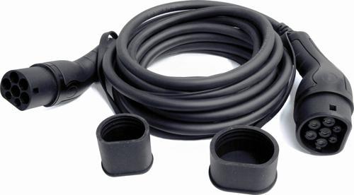 Type2 &lt;-&gt; Type2 IEC Elektrikli Araç Şarj Kablosu, 400V / 16A11kWIP55, Düz TPU Kablo, 7.5