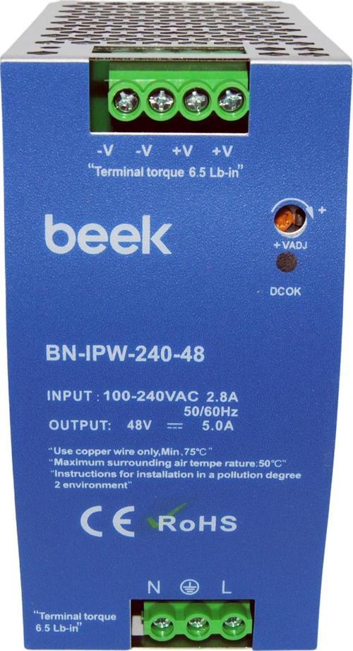 Endüstriyel 240 Watt Ac &Lt;-&Gt; Dc Güç Kaynağı, Dın-Ray Montajına Uygun, 48V/5A Çıkışlar