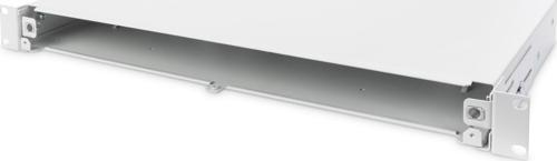 Sürgülü Boş Fiber Optik Sonlandırma Kutusu, Kilit Mekanizmalı, 1U, Ön Panel Haricen Temin Ed