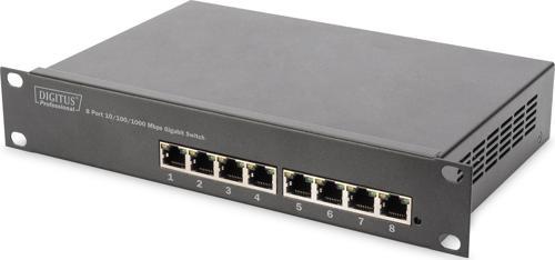 Yönetilemeyen 8 port 1000Base-T Gigabit Switch, Masaüstü Tip, 10-Inch Duvar Kabinetleri için