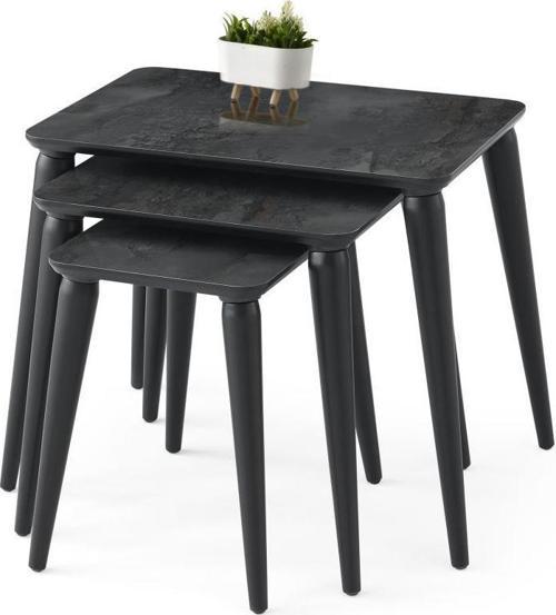 Arya High Gloss Dikdörtgen 3lü Zigon Sehpa