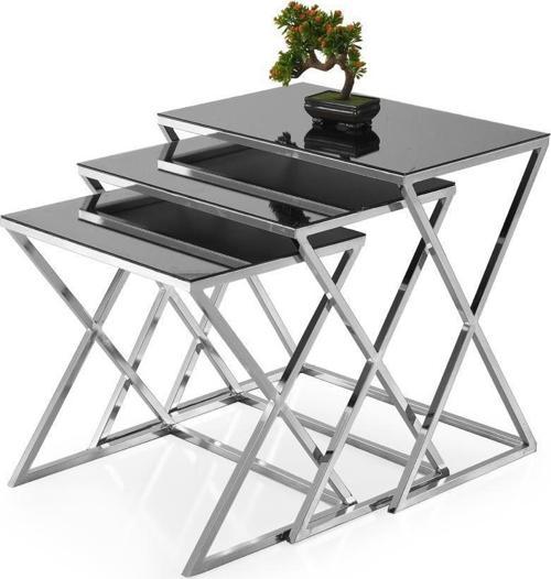 Çapraz Ayna Metal Ayak 3'lü Zigon Sehpa