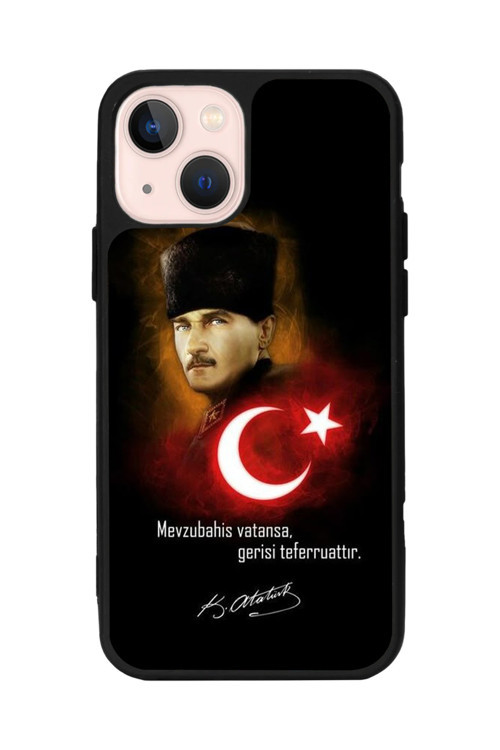 Apple İphone 13 Uyumlu Baskılı, Mat Siyah,Yumuşak Silikon,Koruyucu,Şok Emici Kapak,Kılıf