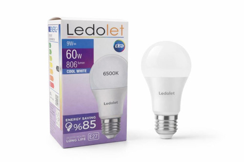 9W(60W) Led Ampul E27 6500K Beyaz Işık
