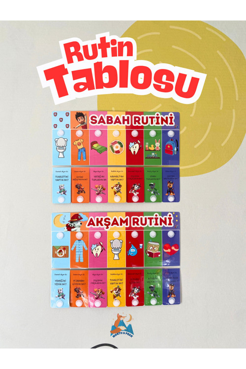 Sabah Ve Akşam Rutini Tablosu (Cırt Cırtlı) (Paw Patrol Temalı)