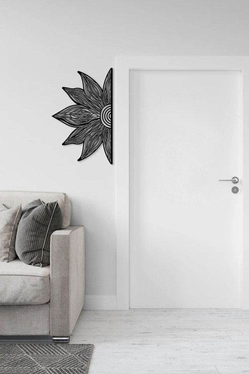 yarım Ayçiçeği Metal Duvar Tablosu - Boho Kapı Kenarı Süsü - Sun Flower