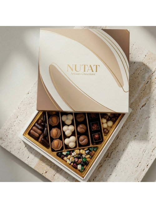 365GR Hediyelik Özel Spesiyal Çikolata & Karışık Draje Kutusu - 8 Farklı Gurme Lezzet 🎁✨Kahverengi Pastel