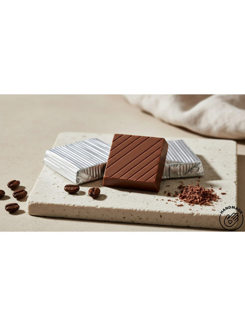 Gümüş Sargılı Kalın Kare Çikolata – Fındık Kremalı & Parçacıklı 500 GR.
