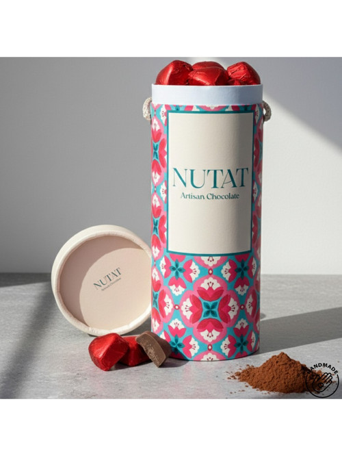 700 gr Fındık Kremalı Kalp Sütlü Çikolata - Özel Tasarım Büyük Boy Silindir Kutu 🍫💎