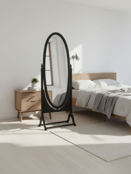 Rivoli Ayaklı Ahşap Oval Boy Aynası 58x165