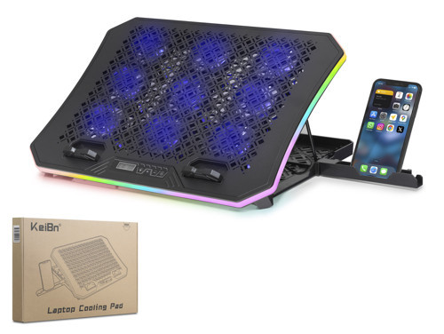 DCXA19 Laptop Soğutucu 9 Fan RGB Telefon Standlı - Siyah