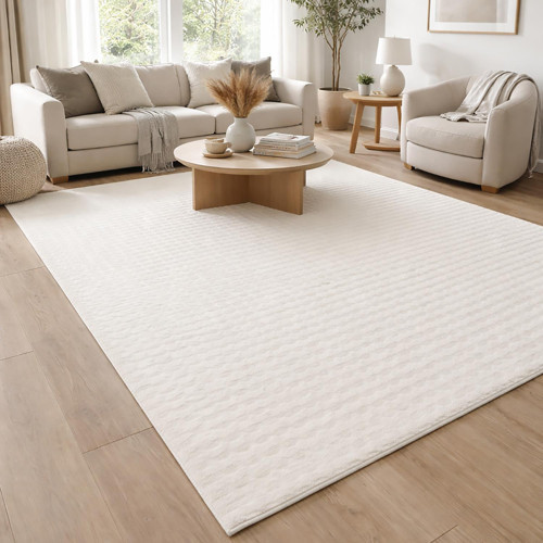 Krem Yumuşak Bubble Kaymaz Özel Taban Peluş Halı Yolluk Yıkanabilir 102