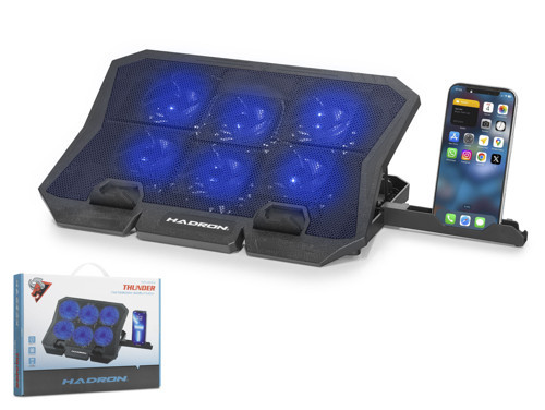 HDX4254 Laptop Soğutucu 6 Fan LED Telefon Standlı - Siyah