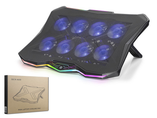 DCXAA3 Laptop Soğutucu 8 Fan RGB - Siyah