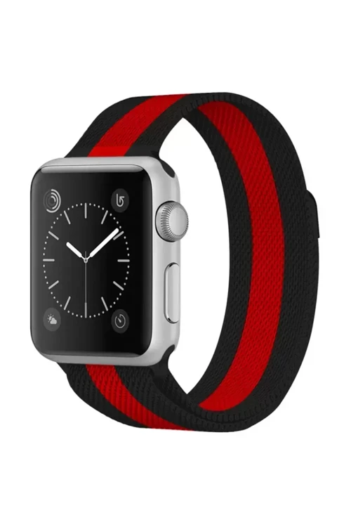 Newface Apple Watch 38Mm Metal Mıknatıslı Kordon - Siyah-Kırmızı 481348