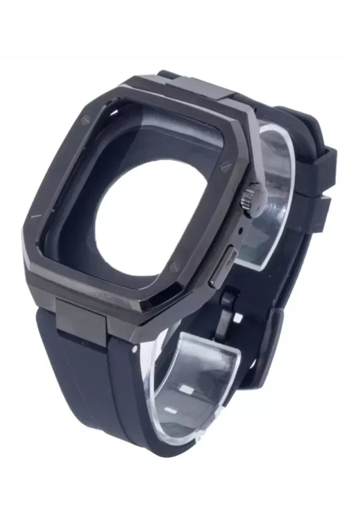 Newface Apple Watch 44Mm Kr402 Metal Kasa Silikon Kordon - Siyah 481348