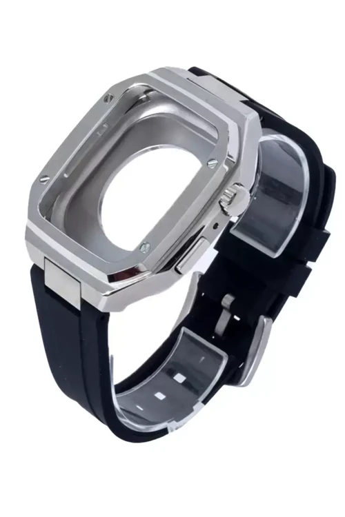 Newface Apple Watch 44Mm Kr402 Metal Kasa Silikon Kordon - Gümüş 481348