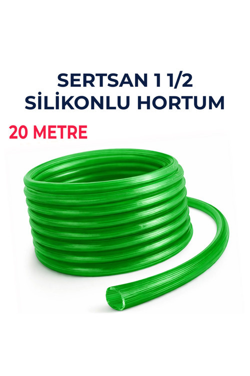 Silikonlu Bahçe Hortumu 1 1/2 İnç 20 Metre Yeşil - Dayanıklı Sulama Hortumu
