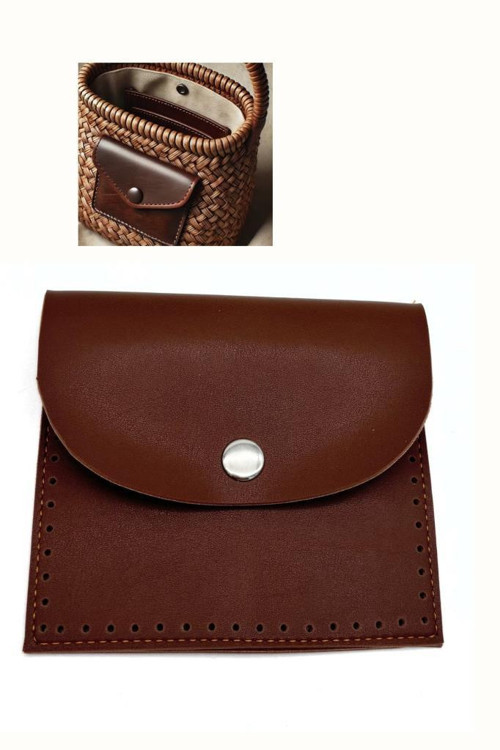 Çanta Aksesuar 14X12.5 cm cm Taba Renk Çıtçıtlı Suni Deri Cep
