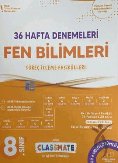 8. Sınıf Fen Bilimleri Classmate 36 Hafta Denemeleri