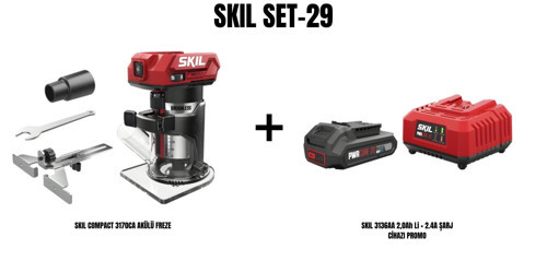 SKIL Set-29 (SKIL COMPACT 3170CA AKÜLÜ FREZE+SKIL 3136AA 2,0Ah Li + 2.4A ŞARJ CİHAZI PROMO)