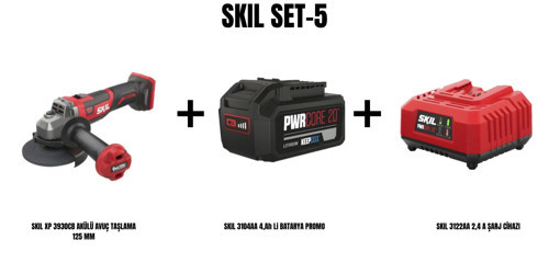 SKIL Set-5 (SKIL XP 3930CB AKÜLÜ AVUÇ TAŞLAMA 125 MM+SKIL 3104AA 4,Ah Li BATARYA PROMO+SKIL 3122AA 2,4 A ŞARJ CİHAZI)