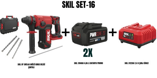 SKIL Set-16 (SKIL XP 3851JA AKÜLÜ KIRICI DELİCİ ÇANTALI+2xSKIL 3104AA 4,Ah Li BATARYA PROMO+SKIL 3122AA 2,4 A ŞARJ CİHAZI)