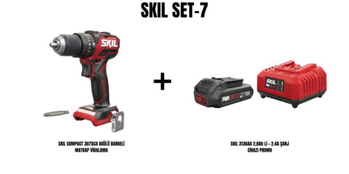SKIL Set-7 (SKIL COMPACT 3075CA AKÜLÜ DARBELİ MATKAP VİDALAMA+SKIL 3136AA 2,0Ah Li + 2.4A ŞARJ CİHAZI PROMO)