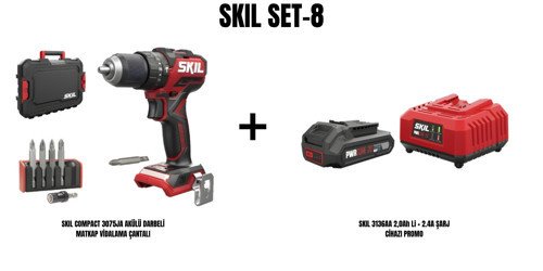 SKIL Set-8 (SKIL COMPACT 3075JA AKÜLÜ DARBELİ MATKAP VİDALAMA ÇANTALI+SKIL 3136AA 2,0Ah Li + 2.4A ŞARJ CİHAZI PROMO)