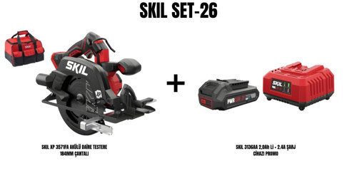 SKIL Set-26 (SKIL XP 3571FA AKÜLÜ DAİRE TESTERE 184MM ÇANTALI+SKIL 3136AA 2,0Ah Li + 2.4A ŞARJ CİHAZI PROMO)