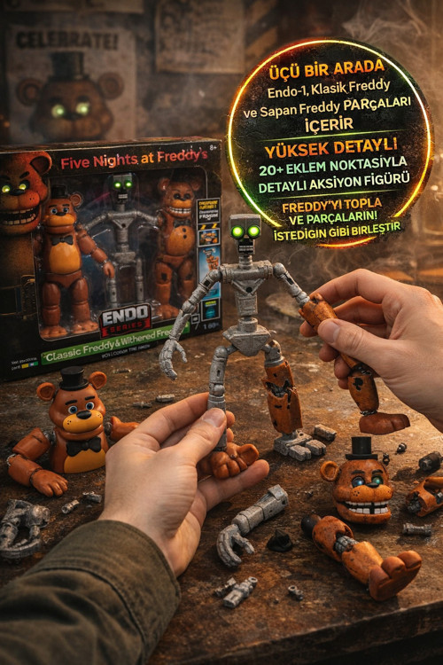Five Nights at Freddy’s Endo-1 Classic Freddy Withered Freddy Jazwares Koleksiyon Figür Seti Oyuncak