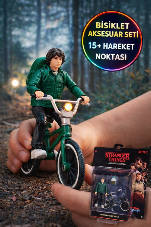 Stranger Things Mike Wheeler Bisikletli Figür 10 cm Aksiyon Koleksiyon Oyuncak