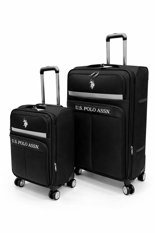 Orta ve Kabin Boy Valiz Seti 4 Teker U.S. Polo Assn. Kumaş Valiz Siyah 26050