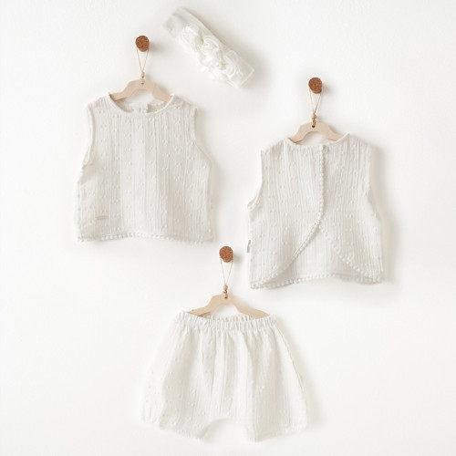 Ac26643 Baby Chic 3lü Takım Ekru