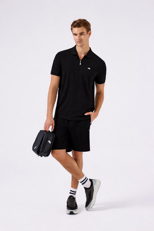 M-6SM5048-BK Erkek Polo Yaka Siyah Tshirt